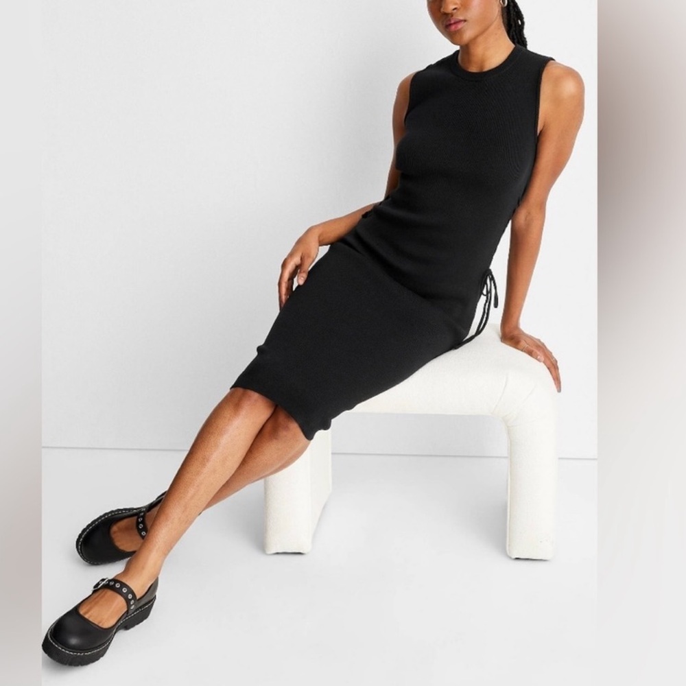 NWT Women's Side-Tie Midi Sweater Dress- Future Collective - Picture 3 of 12